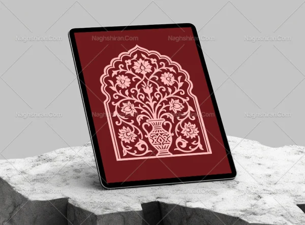 وکتور طرح محراب نقوش گلدان سنتی