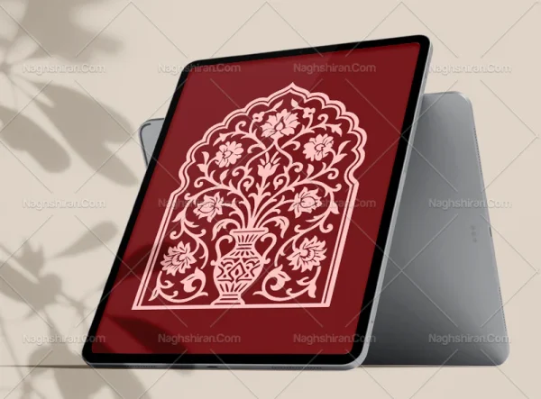وکتور طرح محراب نقوش گلدان سنتی