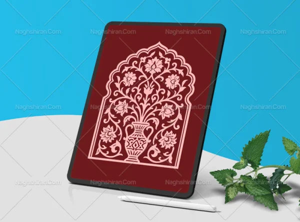 وکتور طرح محراب نقوش گلدان سنتی