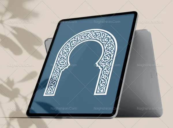 وکتور محراب طرح نقوش اسلیمی سفید