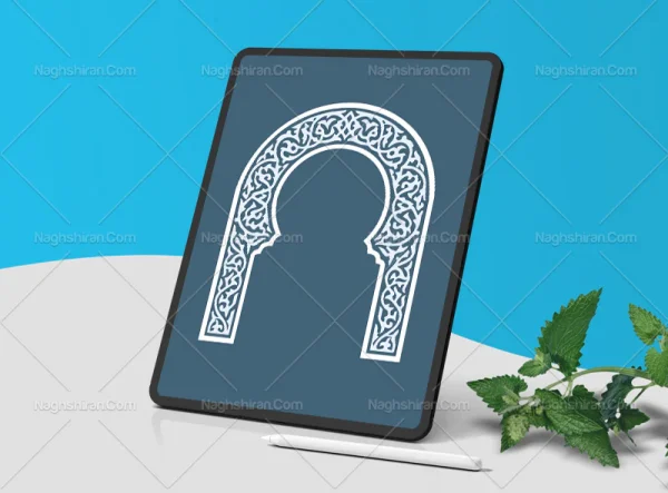 وکتور محراب طرح نقوش اسلیمی سفید