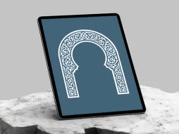 وکتور محراب طرح نقوش اسلیمی سفید
