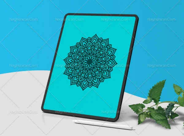 وکتور نشان طرح ماندالا آبی رنگ