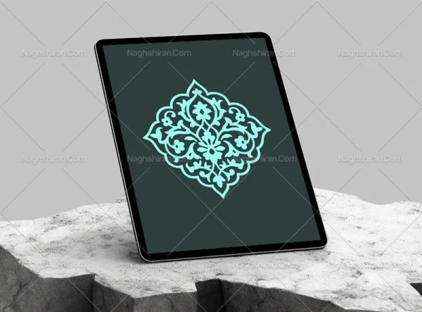 وکتور نشان نقوش تذهیب آبی