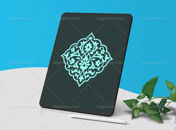 وکتور نشان نقوش تذهیب آبی