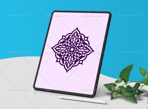 وکتور ترنج نقوش اسلیمی بنفش