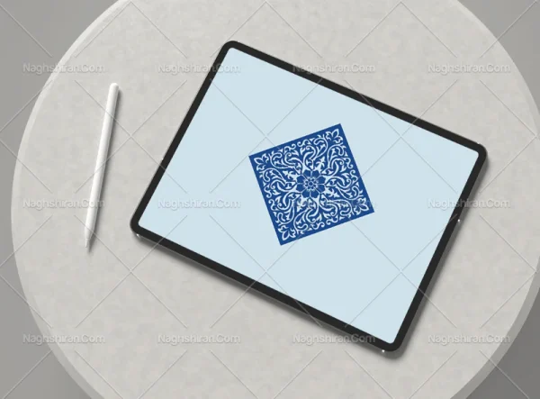 وکتور نشان نقوش آبی رنگ سنتی