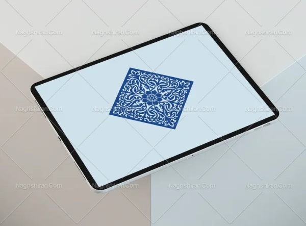 وکتور نشان نقوش آبی رنگ سنتی