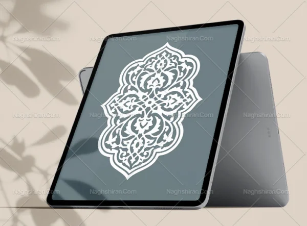 وکتور ترنج نقوش اسلیمی ختایی سفید