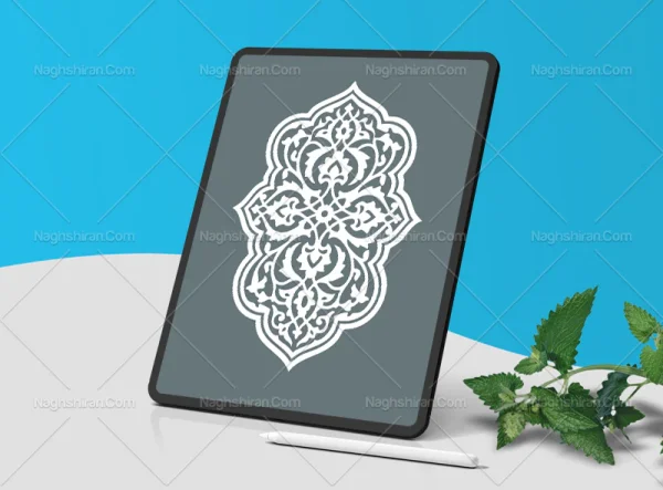 وکتور ترنج نقوش اسلیمی ختایی سفید