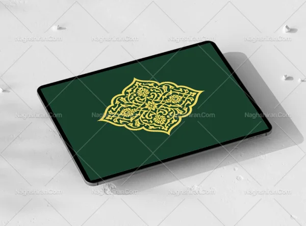 وکتور ترنج سبز نقوش تذهیب