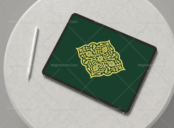 وکتور ترنج سبز نقوش تذهیب