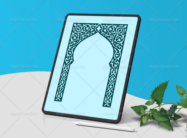 وکتور محراب طرح حاشیه نقوش تذهیب