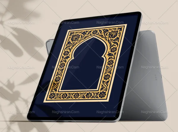 وکتور محراب طرح حاشیه گل های تذهیب