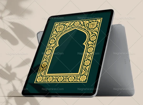 وکتور محراب طرح حاشیه گل و برگ تذهیب