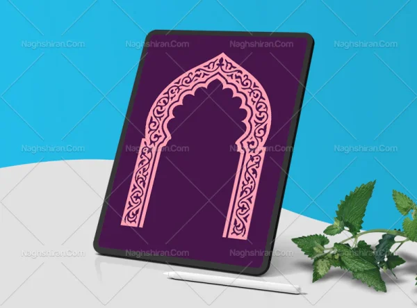 وکتور محراب طرح حاشیه سنتی بنفش