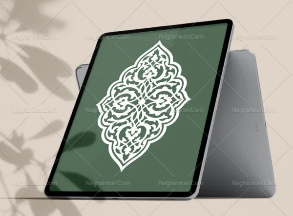 وکتور طرح ترنج تذهیب سفید