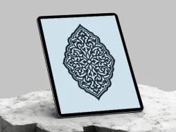 وکتور طرح ترنج نقوش آبی رنگ سنتی