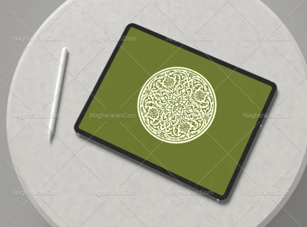 وکتور طرح نشان دایره ای ختایی اسلیمی