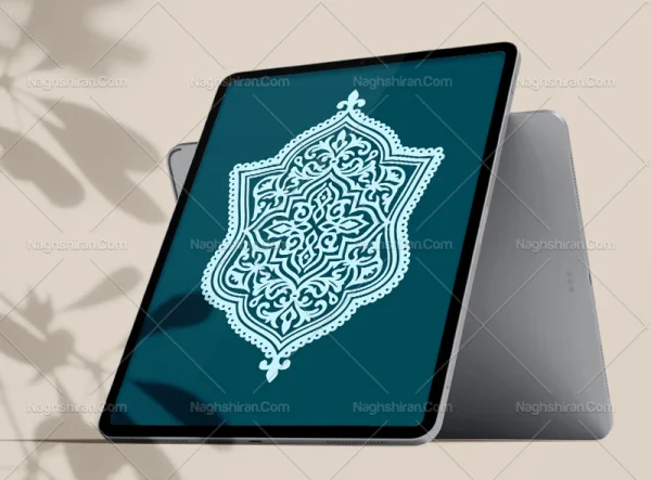 وکتور نقوش سنتی آبی رنگ