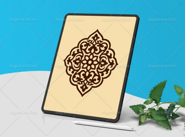 وکتور طرح ترنج المان قهوه ای سنتی
