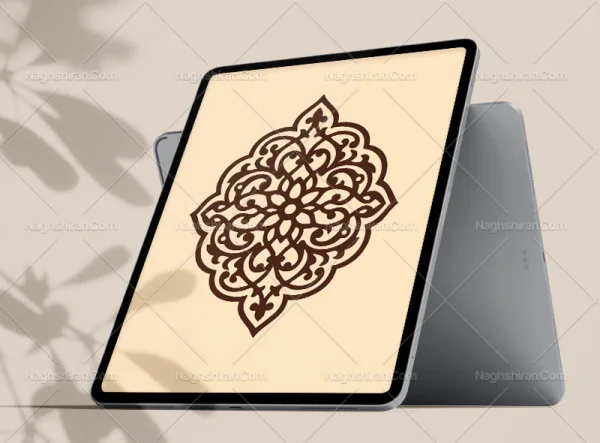 وکتور طرح ترنج المان قهوه ای رنگ سنتی