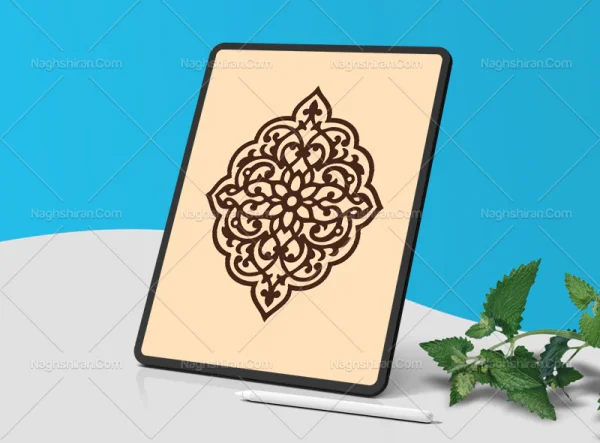 وکتور طرح ترنج المان قهوه ای رنگ سنتی