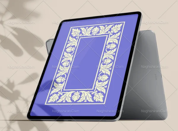 وکتور حاشیه گل و برگ منبت کاری