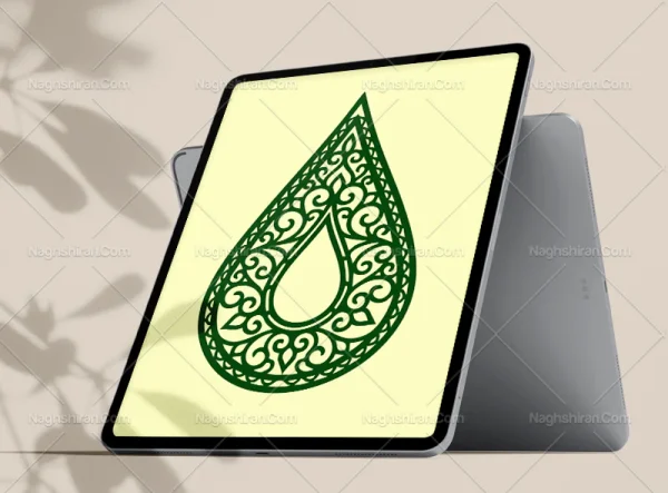 وکتور نقوش سنتی طرح قطره سبز