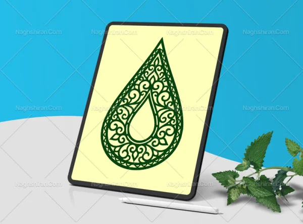 وکتور نقوش سنتی طرح قطره سبز