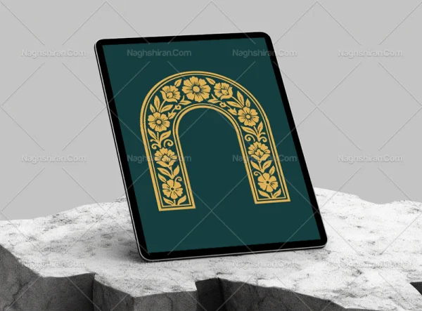 وکتور گل و برگ زرد سنتی محراب
