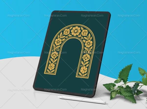 وکتور گل و برگ زرد سنتی محراب