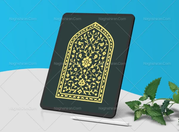 وکتور طرح محراب گل های سنتی و حاشیه