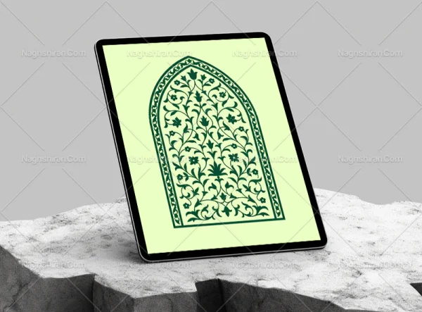 وکتور طرح محراب نقوش سنتی ساده سبز