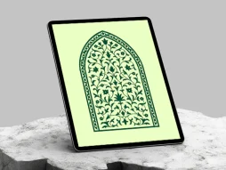وکتور طرح محراب نقوش سنتی ساده سبز