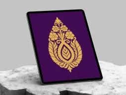 وکتور طرح نشان گل و برگ سنتی کرم رایگان