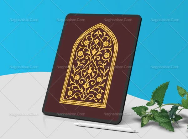 وکتور طرح محراب المان و گل های سنتی