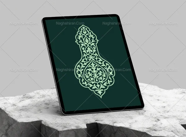 وکتور نشان نقوش سنتی آبی رنگ