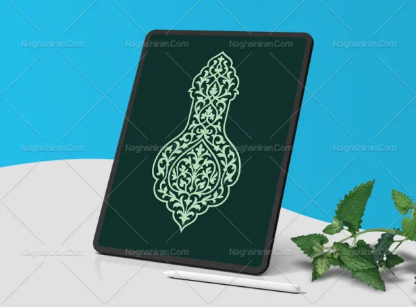 وکتور نشان نقوش سنتی آبی رنگ