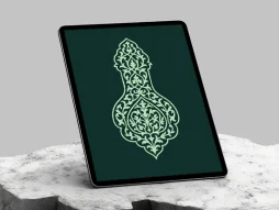 وکتور نشان نقوش سنتی آبی رنگ