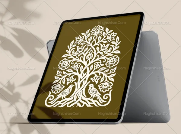 وکتور طرح محراب درخت و پرنده