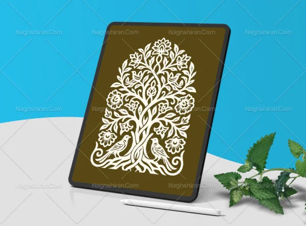 وکتور طرح محراب درخت و پرنده