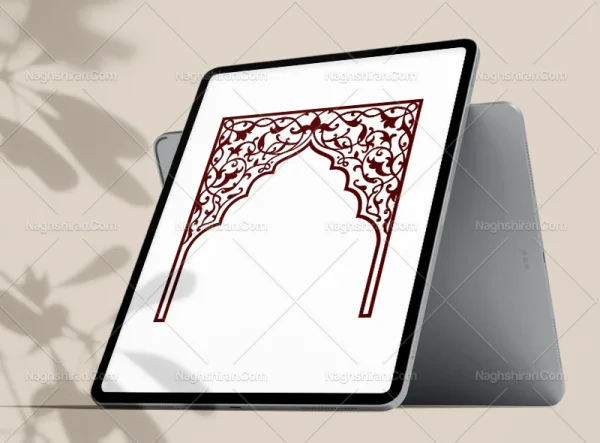 وکتور طرح محراب و نیم ترنج نقوش تذهیب
