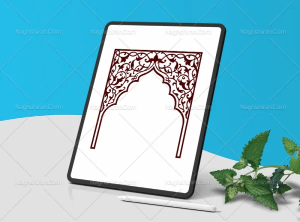 وکتور طرح محراب و نیم ترنج نقوش تذهیب