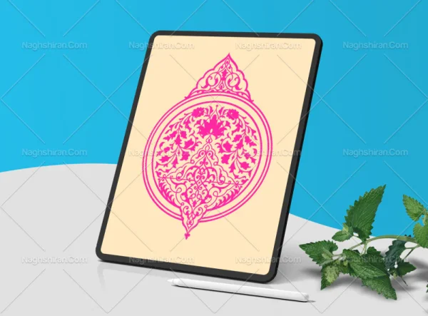 وکتور طرح نشان تذهیب صورتی
