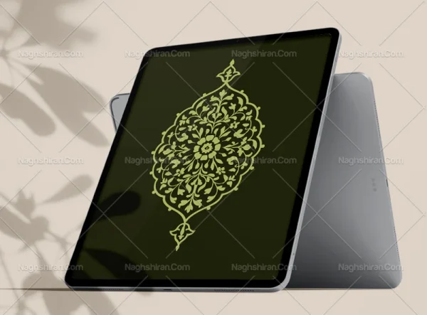 وکتور طرح ترنج سبز نقوش ختایی