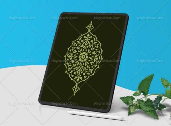 وکتور طرح ترنج سبز نقوش ختایی