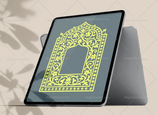 وکتور حاشیه طرح محراب سبز رنگ سنتی
