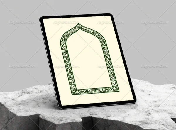 وکتور محراب نقوش سبز رنگ سنتی