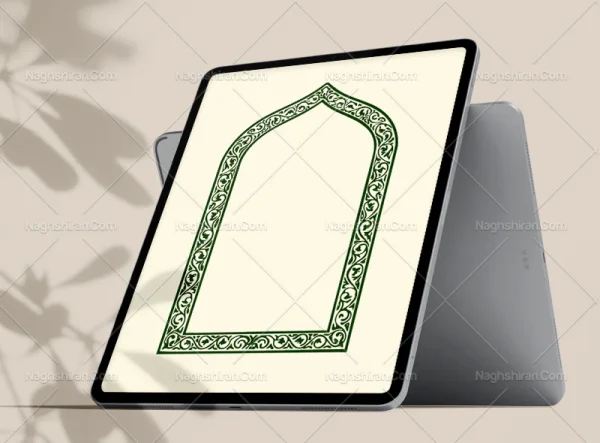 وکتور محراب نقوش سبز رنگ سنتی